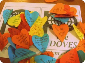 The Doves handed out these hearts with free compliments for everyone!